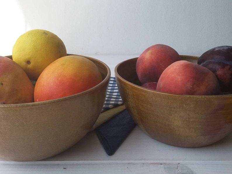 Bol en céramique brun, bol à salade moderne, mélange de bol, bol en faïence marron, bol de service, bol de fruits brun, bol de Ramen en céramique, bol de soupe marron image 3