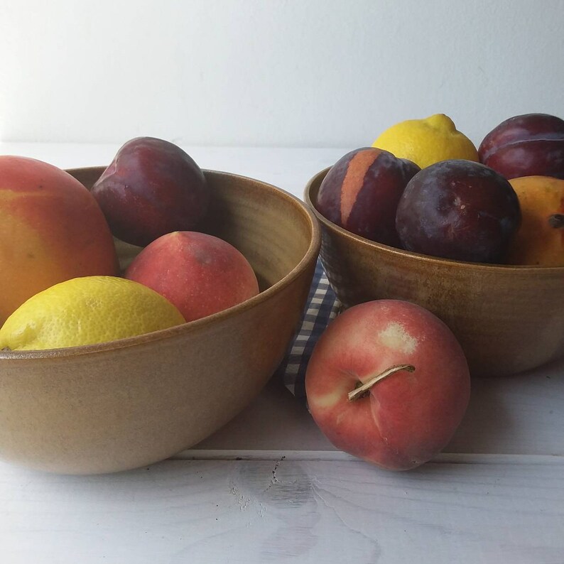 Bol en céramique brun, bol à salade moderne, mélange de bol, bol en faïence marron, bol de service, bol de fruits brun, bol de Ramen en céramique, bol de soupe marron image 1