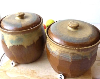 蓋付き素朴な陶器製保存瓶、セラミック製塩入れ - Etsy 日本
