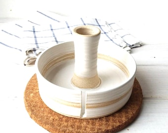 White Ceramic Paper Towel Holder, Handmade Paper Towel Stand