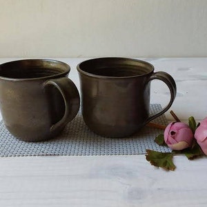 Ceramic Mug, Ceramic Cup, Unique Pottery Mug, Copper Colored Mug, Ceramic Coffee Mug, Coffee Lovers Gift, Green Pottery, Unique Ceramic Mug