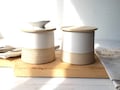 French Butter Crock, Rustic White Butter Keeper with Handle, Ceramic Butter Crock, 150 or 330 grams Butter Crock, 3 Stick Butter Keeper product logo