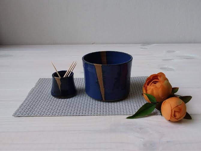 Plat En Céramique bleue,