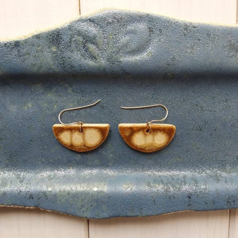 Ceramic Jewelry, Ceramic Earrings, Unique earrings, Modern Jewelry, Gold Filled Earrings, Birthday Gift, Women's Jewelry, Woman's Earrings image 3