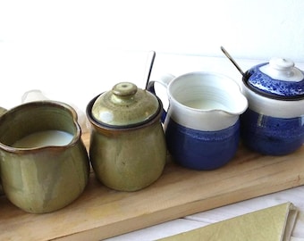 Ensemble de pots à crème en céramique, pot à lait et sucrier faits main