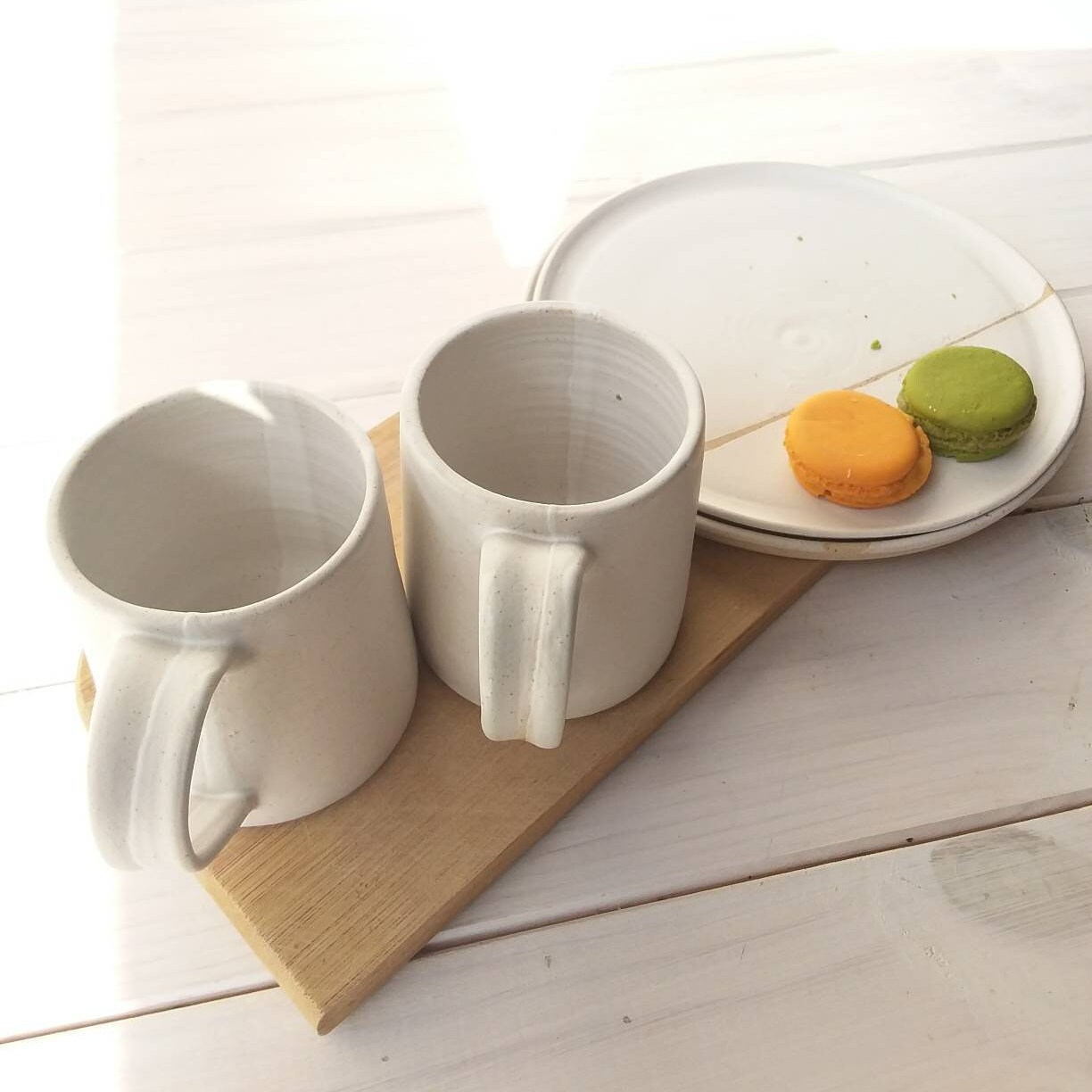 Tasse de Cappuccino Blanc, Ensemble Deux Tasses d'espresso en Céramique