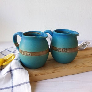 Kleiner Türkis Keramik Krug, Keramik Butter oder Sirup Crock