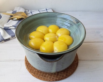 Green and Gray Egg Yolk and White Separator, Ceramic Egg Separator and Mixing Bowl Set