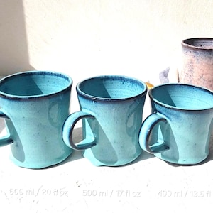 Kubek ceramiczny w kolorze jasnoniebieskim o pojemności 400 ml, 500 ml lub 600 ml, kubek ceramiczny o pojemności 13,5 uncji płynu, 17 uncji płynu lub 20 uncji płynu, ceramiczny kufel do piwa, duży kubek do kawy