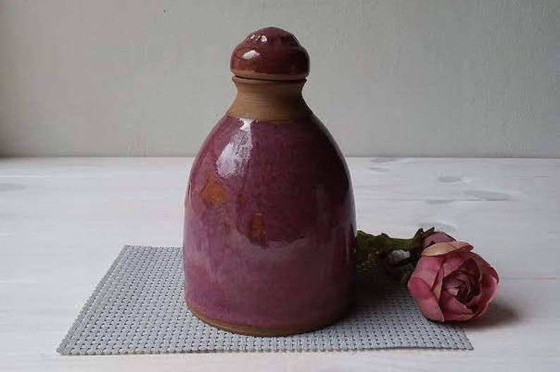 Ceramic Bottle With Lid Plum Colored Ceramic Bottle Bottle Collector/'s Gift Purple Pottery Lidded Ceramic Bottle Ceramic Vase