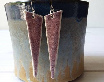 Ceramic Earrings, Geometric Jewelry, Triangle Earrings, Modern Jewelry, Silver Earrings, Clay Earrings, Women's Gift, Woman's Earrings