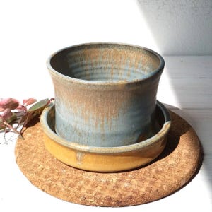 Pottery Plant Pot, Planter With Dish, Succulent Planter With Hole, Ceramic Plant Pot And Plate, Blue Pottery Planter, Plant Pot with Hole
