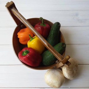 Ceramic Fruit Bowl, Ceramic Planter, Pottery Fruit Basket, Brown Planter, Pottery Plant Pot, Serving Bowl, Unique Bowl, Bowl With Handle