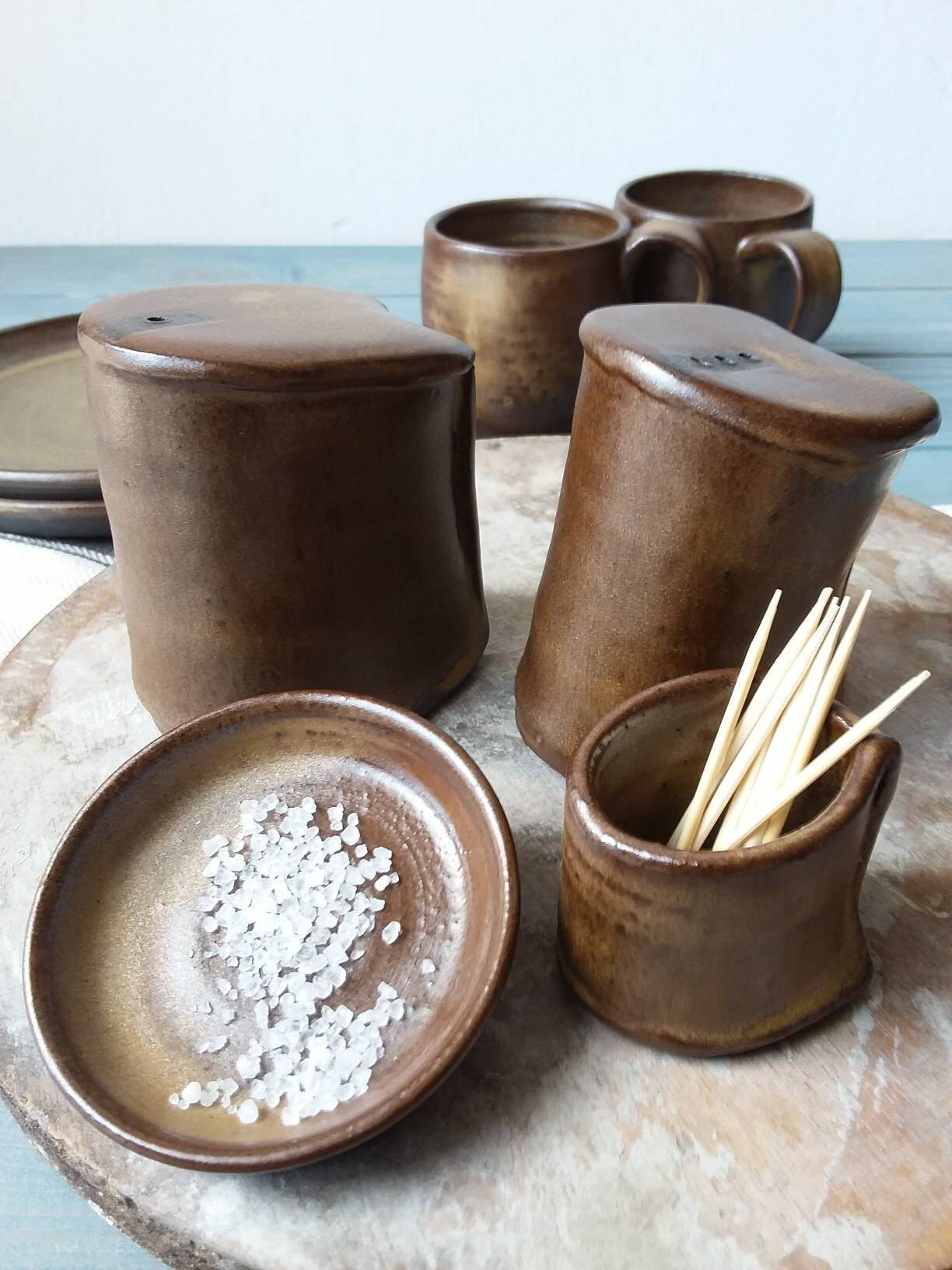 Sel et Poivre Ensemble, Poterie Salière, Agitateurs en Céramique, Vaisselle Salière Moderne Poivrièr