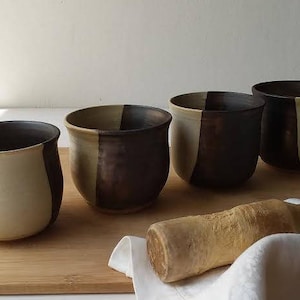 Bronze Pottery Bowl, Ceramic Bowl, Cherry Bowl, Berry Bowl, Small Pottery Bowl, Beige Ceramic Bowl, Black Ceramic Bowl, Herbal Tea Bowl