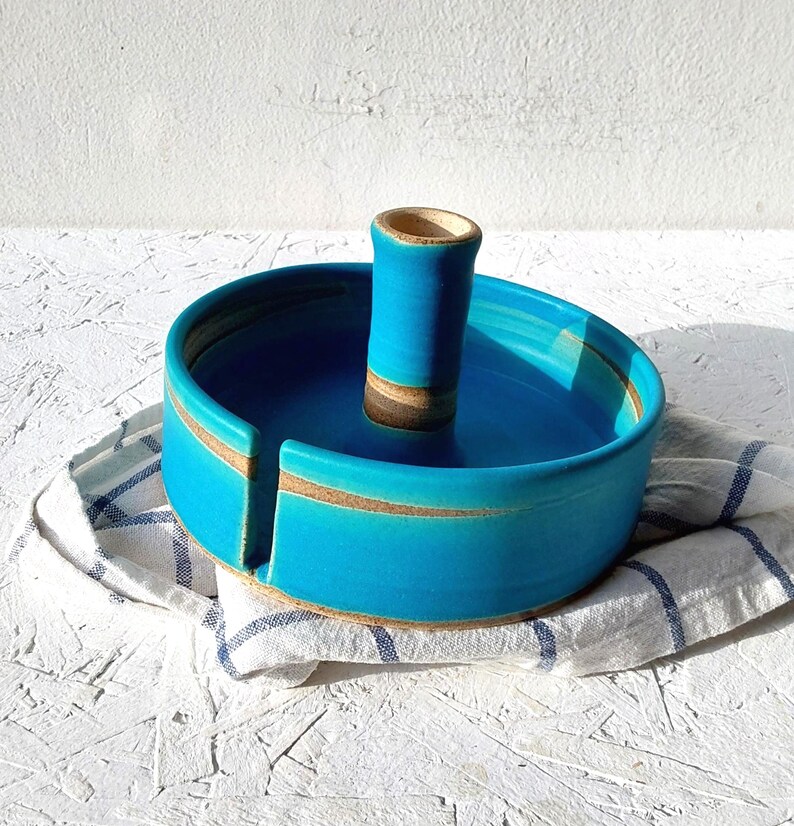 Turquoise Ceramic Paper Towel Holder, Handmade Paper Towel Stand image 15