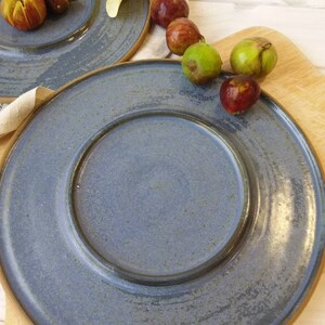 Large 11 Ceramic Serving Platter, Large Blue Pottery Dish with Inner Ring image 9