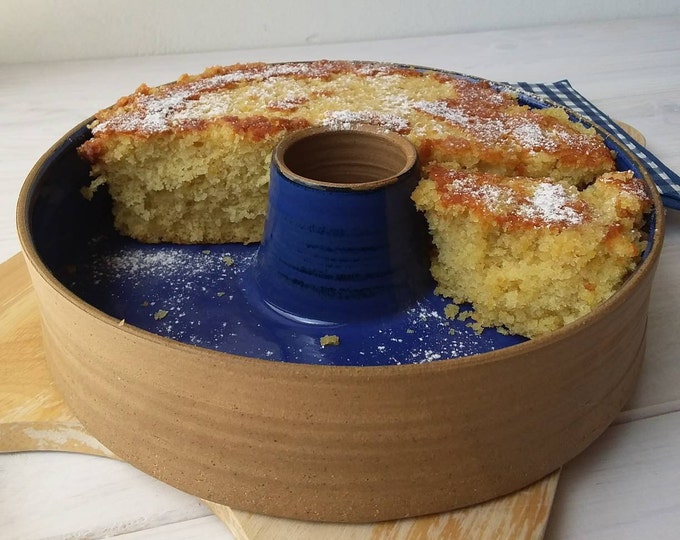 Ceramic Baking Dish Ceramic Cake Pan Pottery Cake Pan Blue Etsy