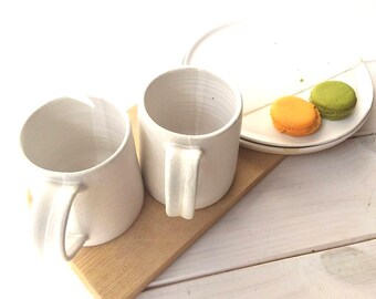 White Cappuccino Cup, SET OF TWO Ceramic Espresso Cups