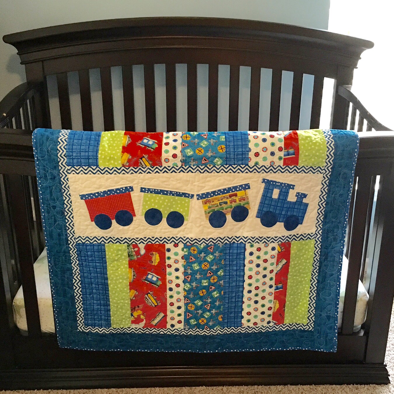 Train Quilt with Custom Name Option for Baby or Child Etsy