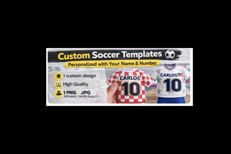 Custom Soccer Uniform Template | editable png & jpg | personalized name ...
