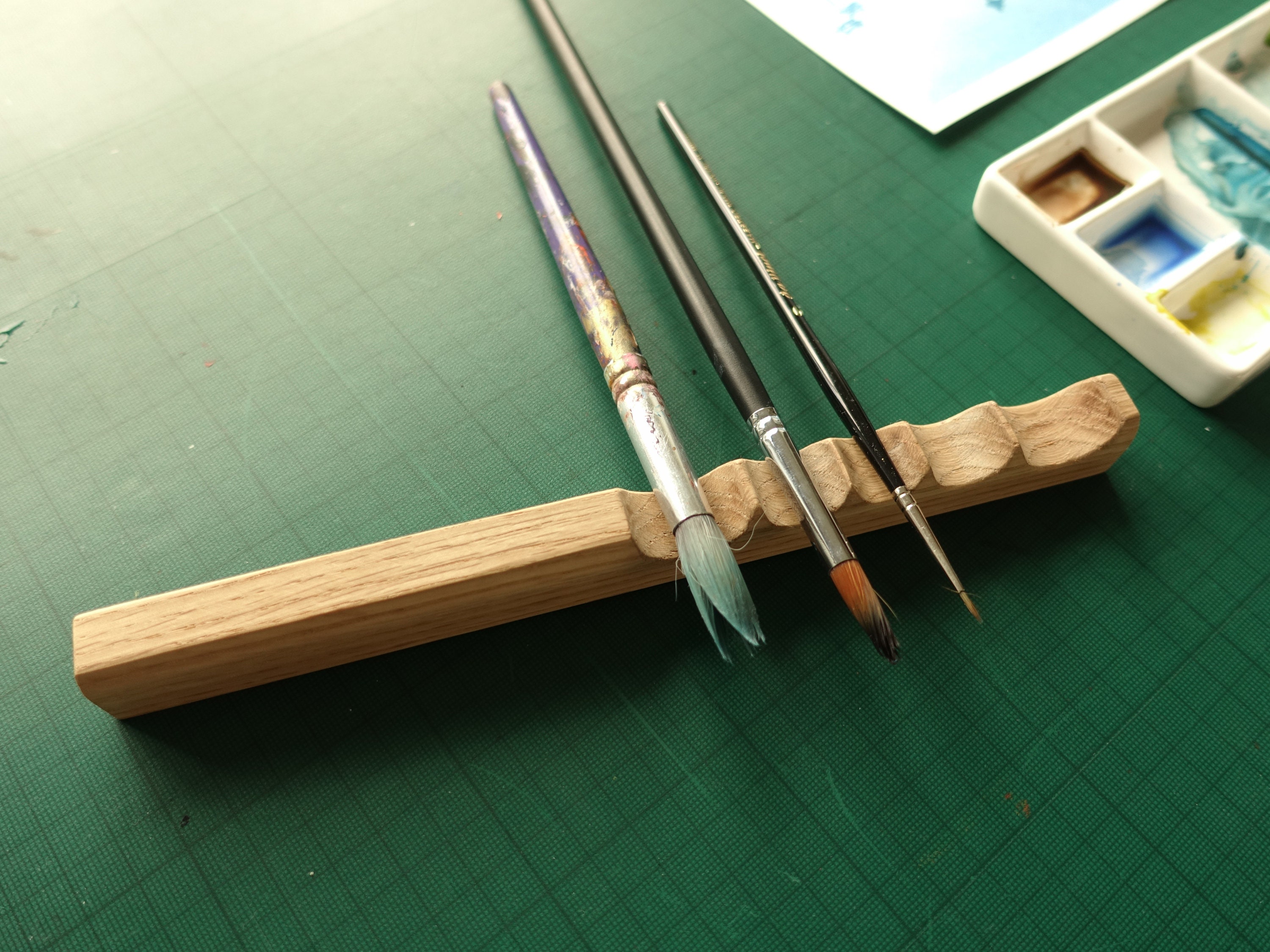Paint Brush Rest for Artists Made From Oak Etsy UK