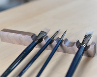 Paint Brush Rest for Artists made from Walnut