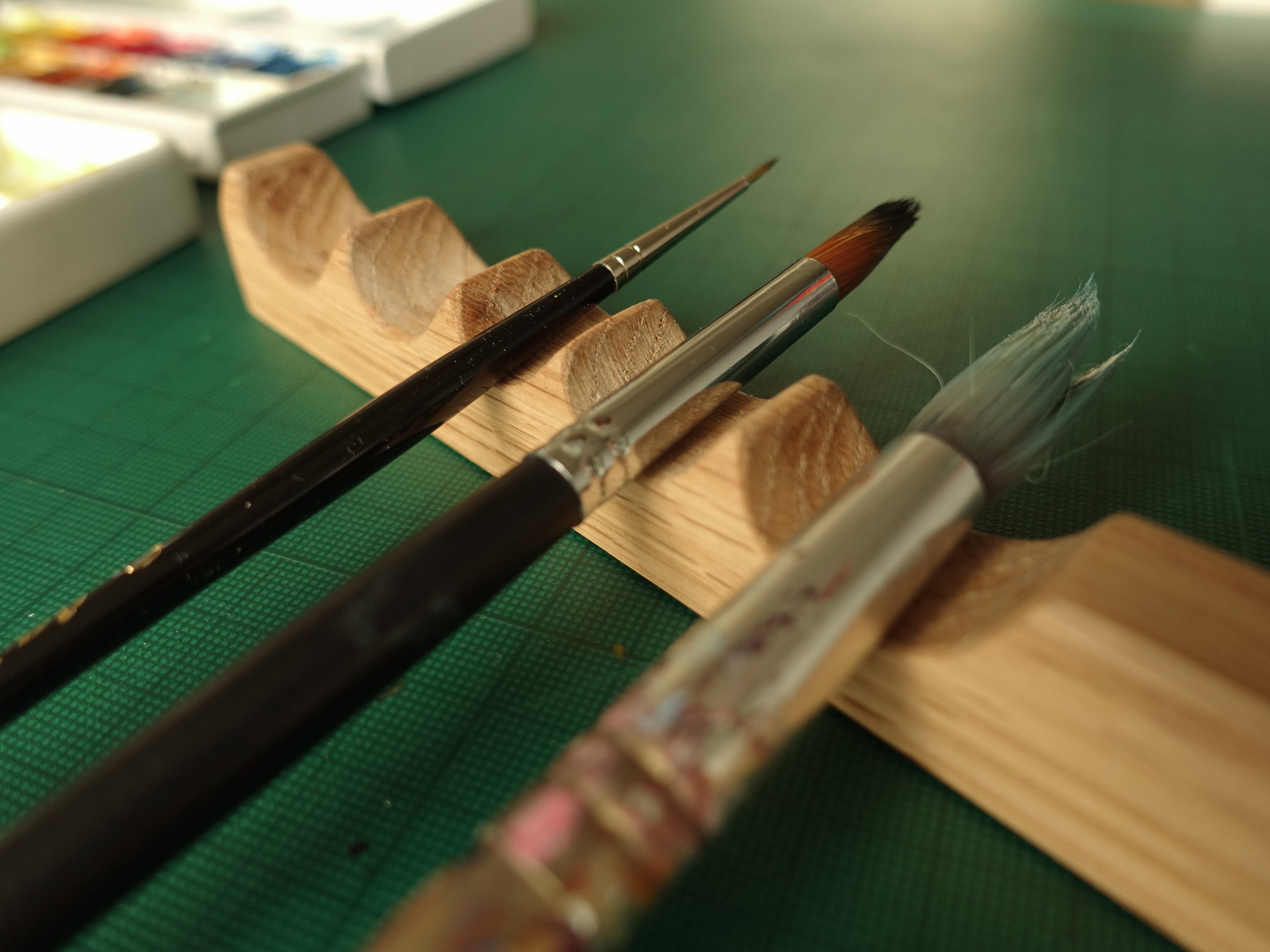 Paint Brush Rest for Artists Made From Oak Etsy