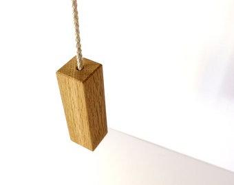 Wooden Light Pull, made from Solid Wood, with Organic Hemp Cord, in a Choice Oak, Sapele and Walnut woods