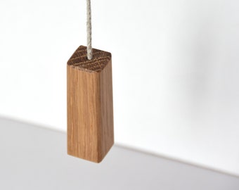 Wooden Light Pull Rounded, made from Solid Oak, with Organic Hemp Cord