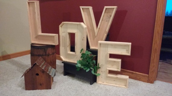 Grandes letras de madera, 3D rústico, grandes palabras gruesas de madera,  manchado o inacabado para la boda o decoración del hogar, letras y números