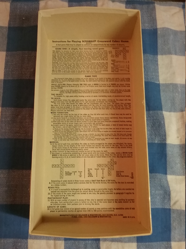 made in USA brought to you by UsefulRetro! Selchow and Righter Vintage 1970/'s Scrabble Crossword Cubes Game