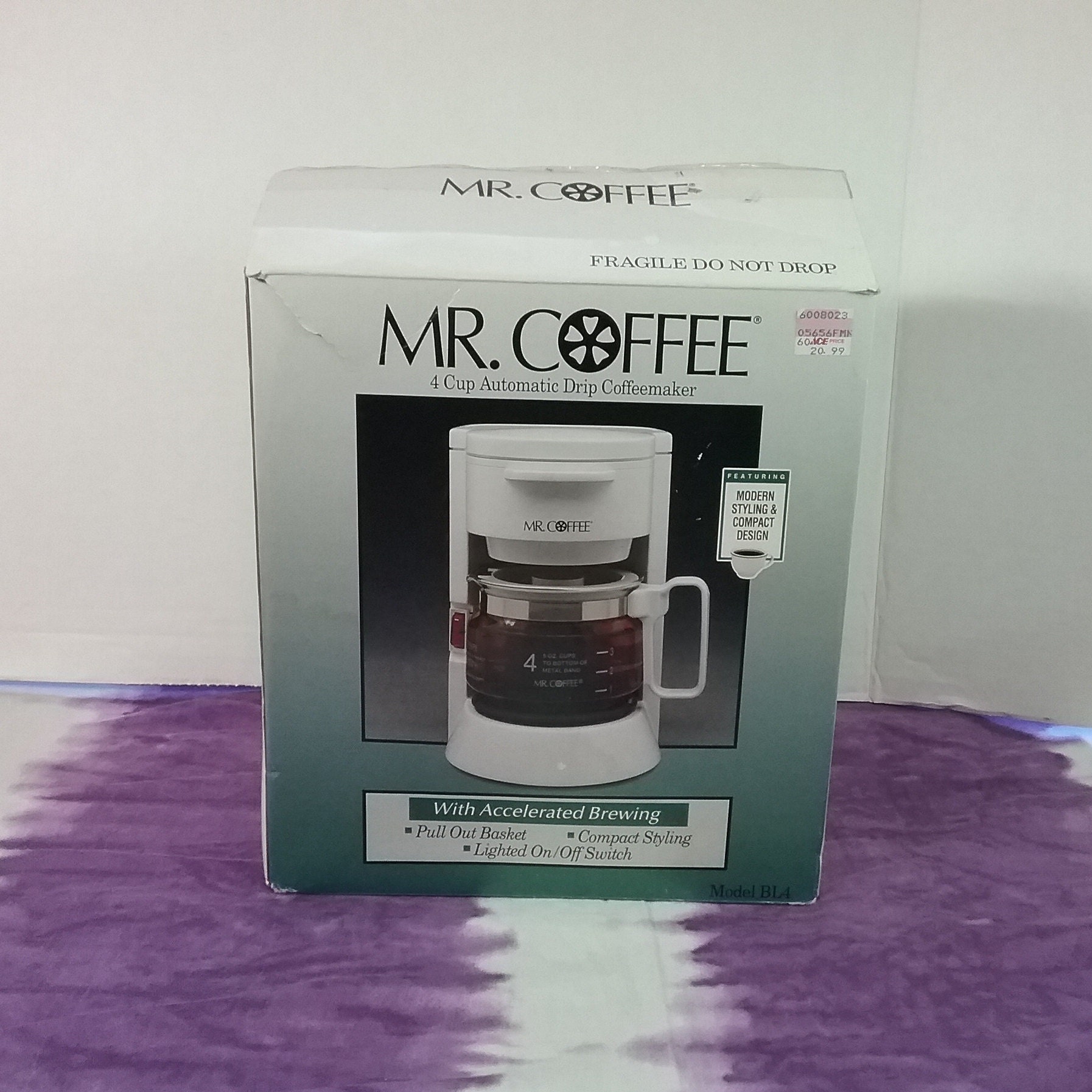 Mr. Coffee Vintage 1990's 4 Cup Automatic Drip Coffee Maker Model BL4,  N.I.B., Brought to You by Usefulretro 