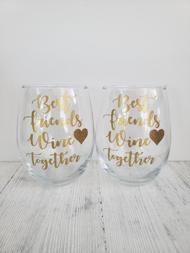 Best Friend Wine Glass Set Best Friend Wine Glasses Bestie Etsy