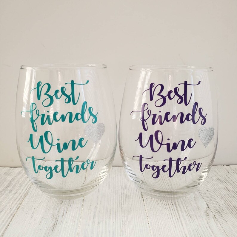 Best Friend Wine Glass Set Best Friend Wine Glasses Bestie Etsy