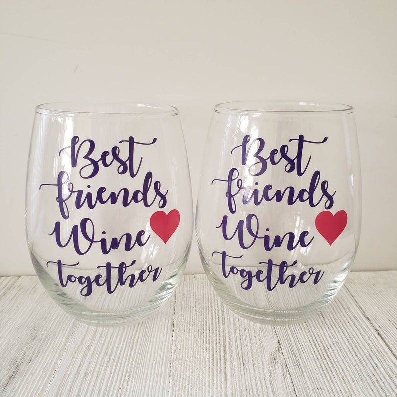 Best Friend Wine Glass Set Best Friend Wine Glasses Bestie Etsy