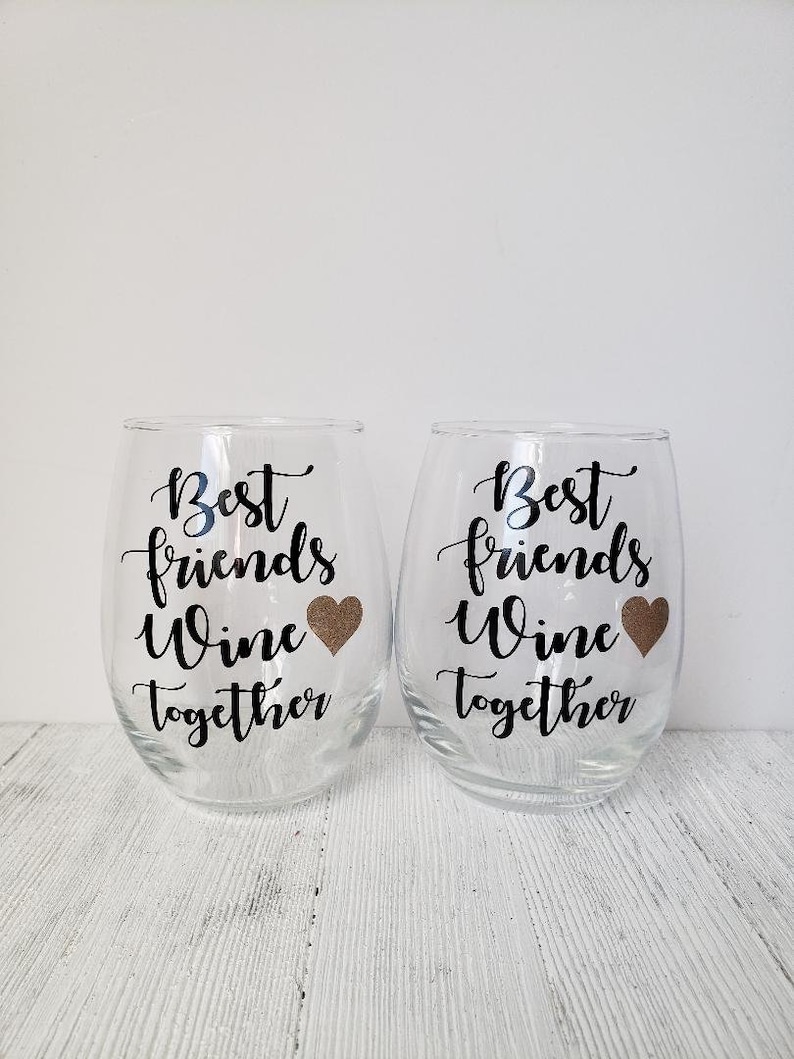 Best Friend Wine Glass Set Best Friend Wine Glasses Bestie Etsy