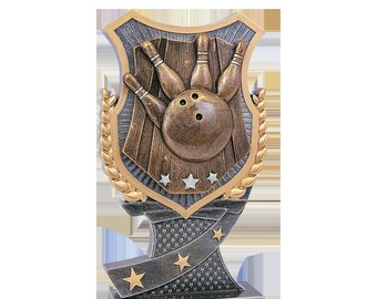 Custom Engraved Shield Bowling Trophy: Kids League Award