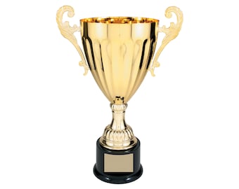 Trofeo de copa de metal real de oro o plata - Premio de trofeo, Premio de copa de trofeo corporativo grabado -5 tamaños - Placa grabada gratis