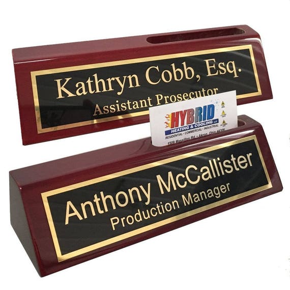 Personalized Business Desk Name Plate with Card Holder Etsy