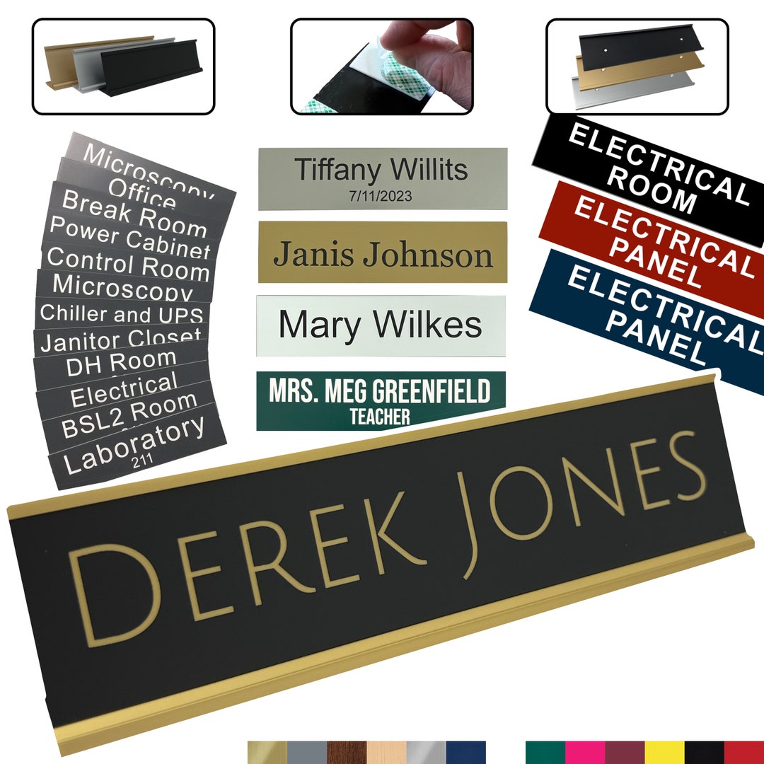 Name Plate for Desk With Optional Holder Engraved Desk Name Plate Personalized Office Decor Desk