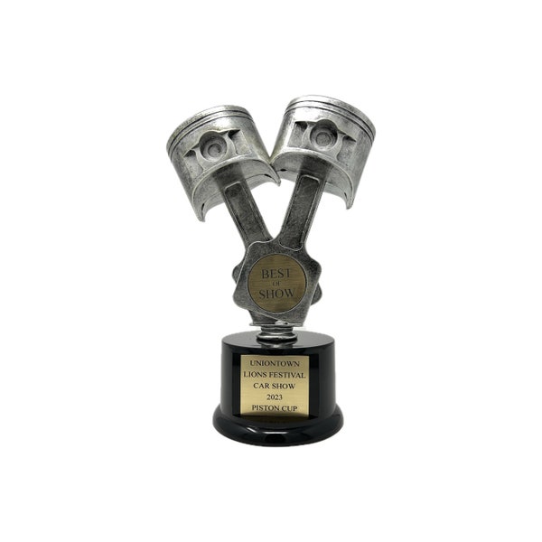 Double Piston Trophy 10" Custom Engraving - Car Trophy, Mario Kart Trophy Racing Trophy, Piston Cup Trophy, Best in Show Award for car Show