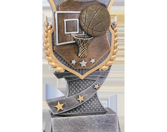 Custom Engraved Shield Basketball Trophy: Kids League Award
