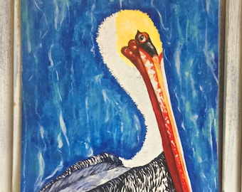 Pelican Print, grand art maison de plage et cadeau parfait de louisiane, 11 x 14"