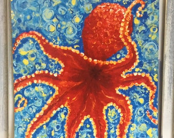 Impresión costera con pulpo, 11 x 14"