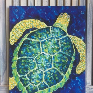 Sea Turtle Coastal Print; Beach art print; Sea turtle artwork; sea turtle painting as coastal art print; beach house decor; 11 x 14&quot;