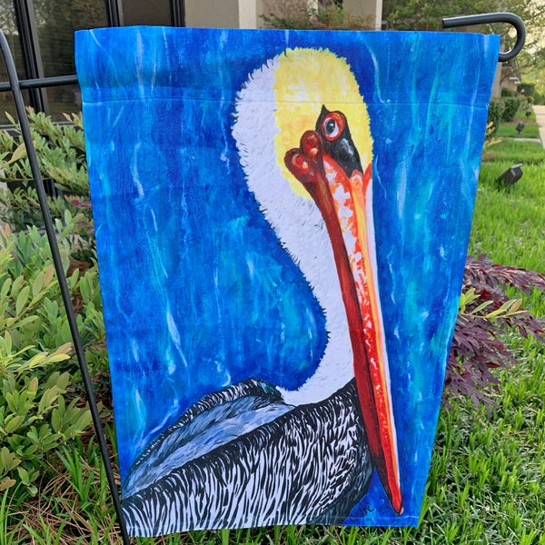 Pelican Garden Flag printed on both sides, flag for yard, beautiful coastal decor or garden art