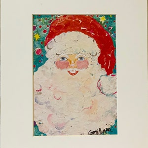 Santa Claus Art, Matted Christmas Print, Santa Painting makes unique gift idea, 8 x 10&quot;