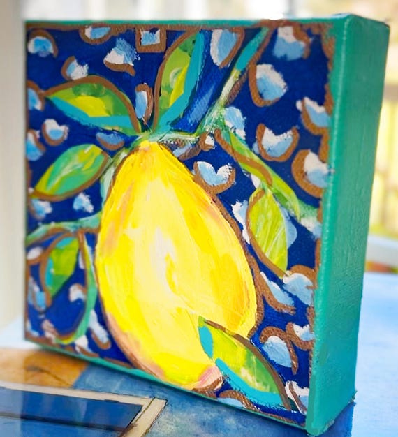 オリジナルレモンアート、レモン絵画、小さなスペースのためのアート