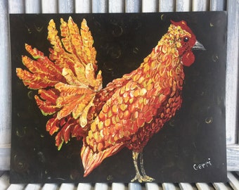 Chicken Art Print; Farmhouse wall art; Rooster artwork; chicken decor; farmhouse decor; rooster kitchen artwork; rooster painting